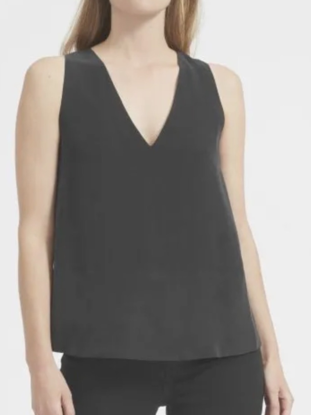 Everlane Black Double-lined 100% Silk V-neck Tank Size 00